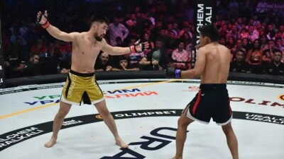 Страшным нокаутом закончился бой Сагын - Жубаныш на турнире Naiza 73